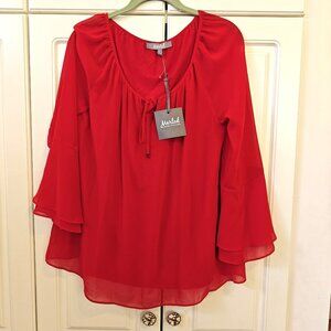 Marled Red Blouse, Size Medium, NWT